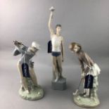 A LOT OF TWO LLADRO GOLFING FIGURES AND A LLADRO 'OLYMPIC' FIGURE