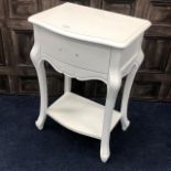 A FRENCH STYLE WHITE PAINTED SIDE TABLE