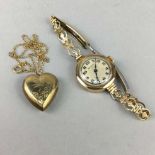 A NINE CARAT GOLD WATCH AND A LOCKET