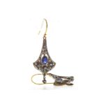 A PAIR OF SAPPHIRE AND DIAMOND EARRINGS