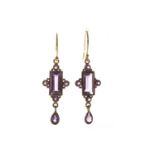 A PAIR OF AMETHYST EARRINGS