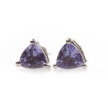 A PAIR OF TANZANITE STUD EARRINGS