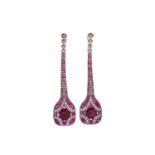 A VERY IMPRESSIVE PAIR OF RUBY AND DIAMOND EARRINGS