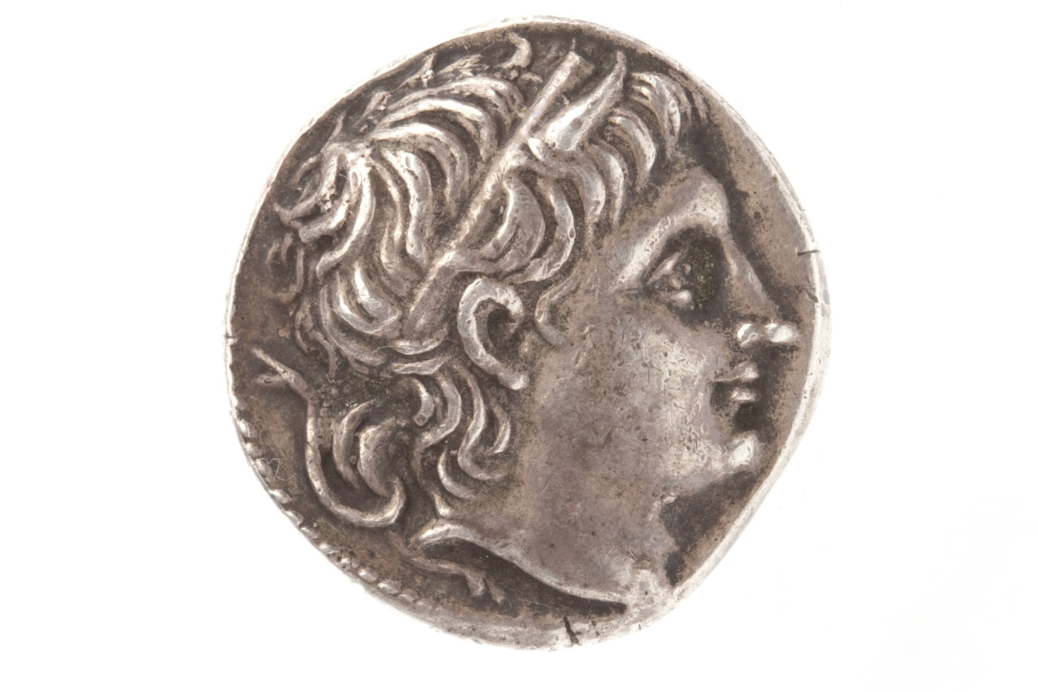 A MACEDONIAN KINGDOM SILVER TETRADRACHM COIN - Image 2 of 2