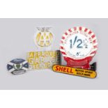 AA, SHELL AND OTHER GARAGE SIGNS (4)