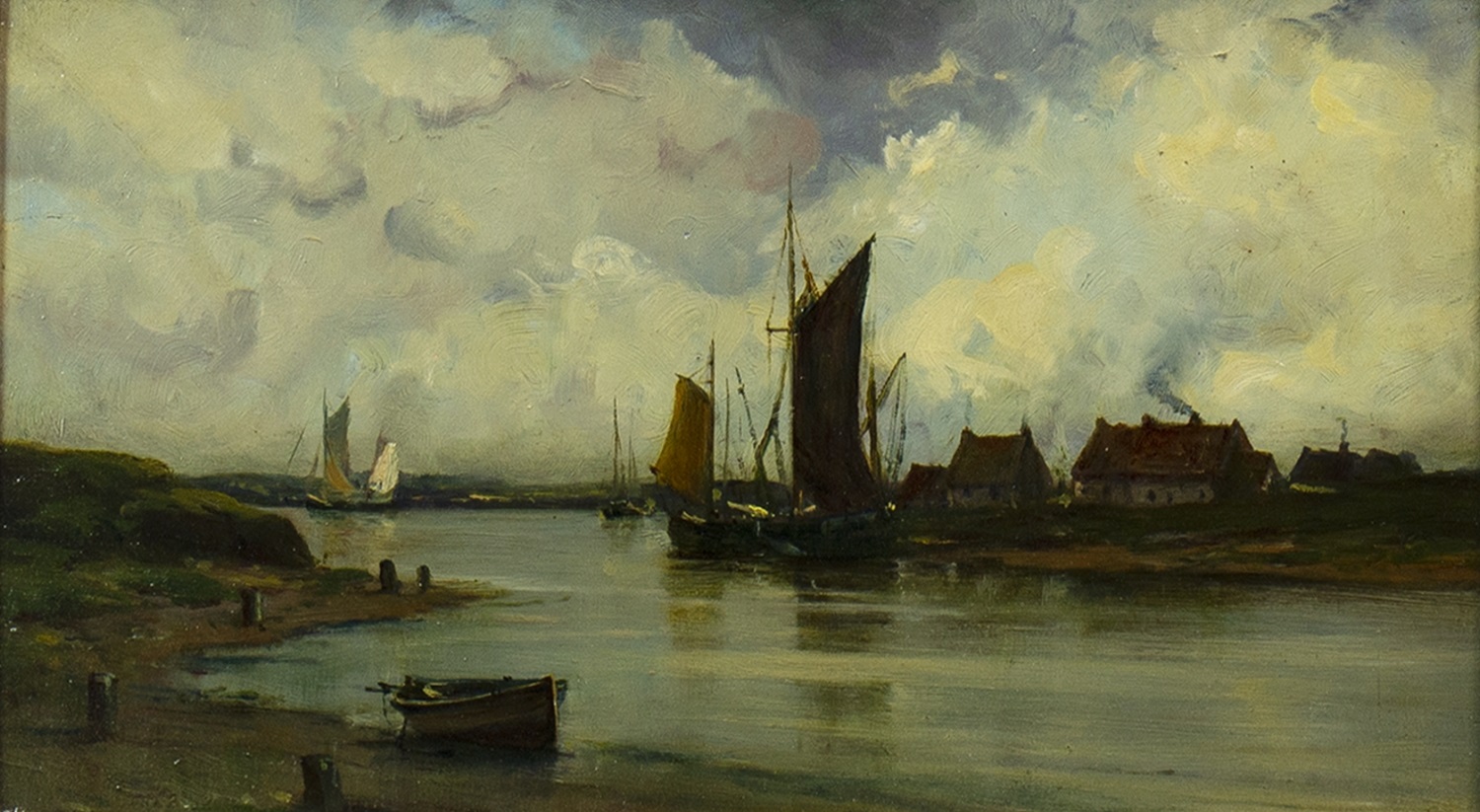 CANAL SCENE, AN OIL BY VAN HELST