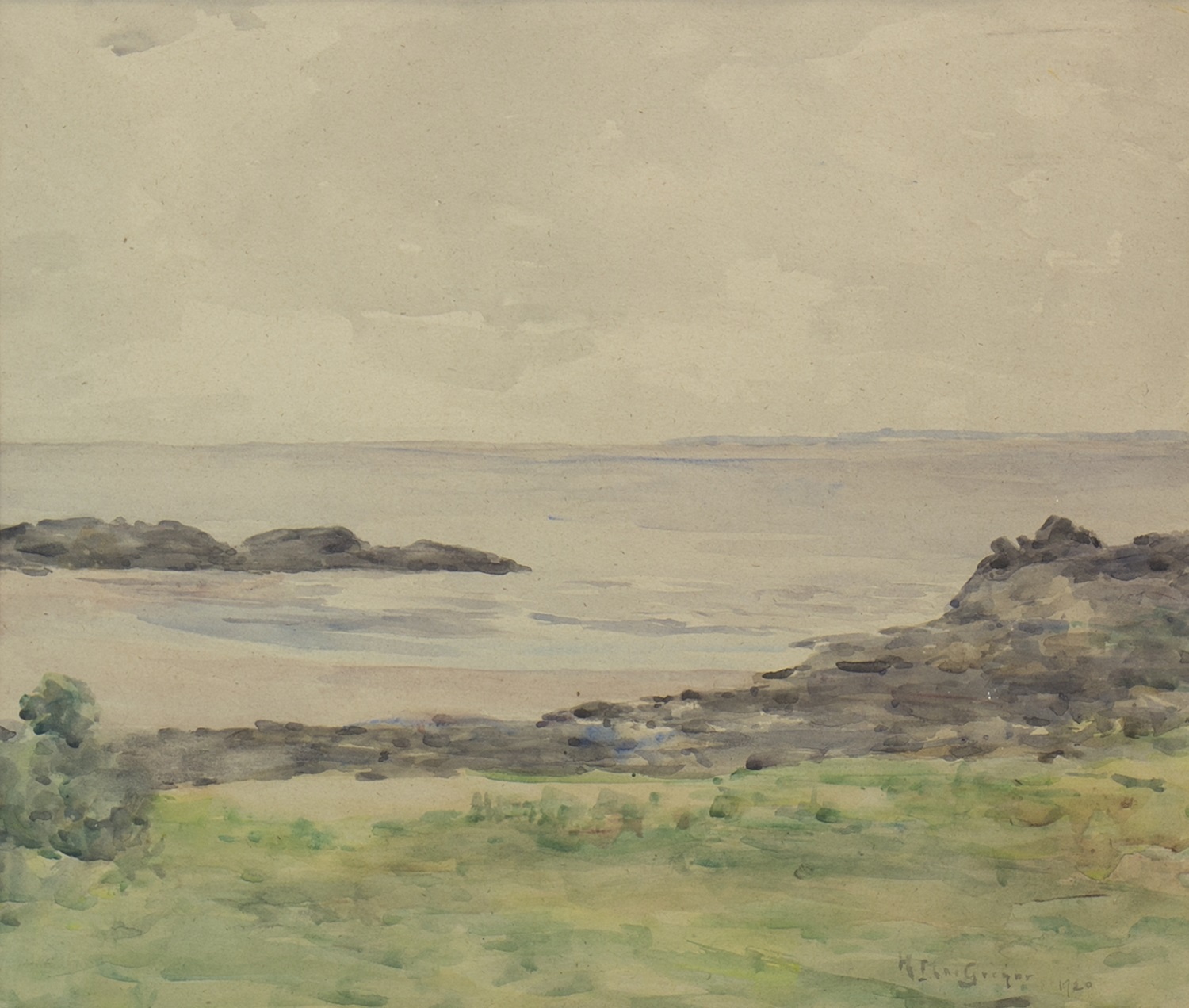 BEACH LANDSCAPE II, A WATERCOLOUR BY HARRY MACGREGOR