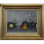 SNOWDROPS AND FRUIT, AN OIL BY JOHN MULLEN