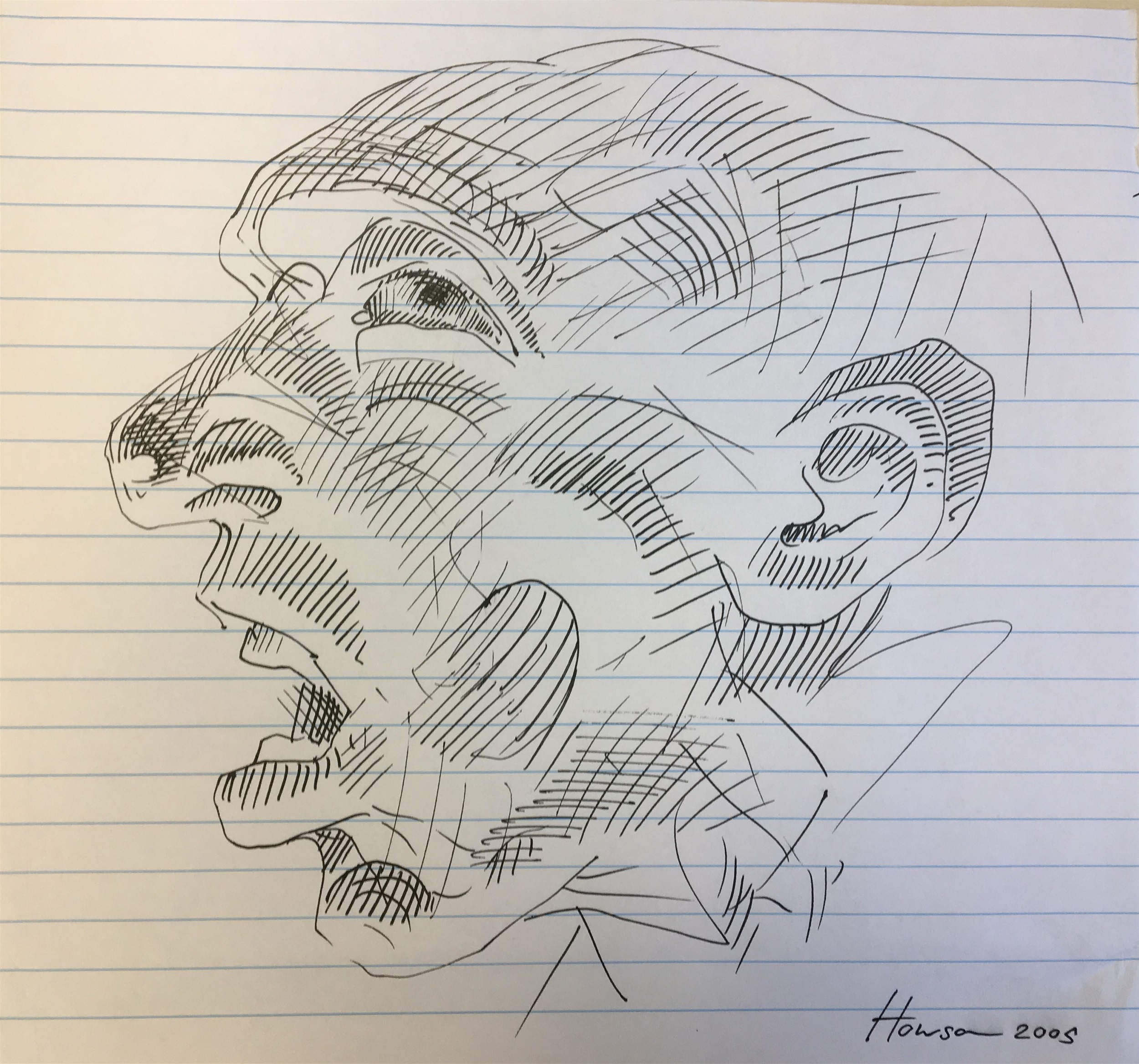 PEN STUDY OF A MAN, AN INK STUDY BY PETER HOWSON