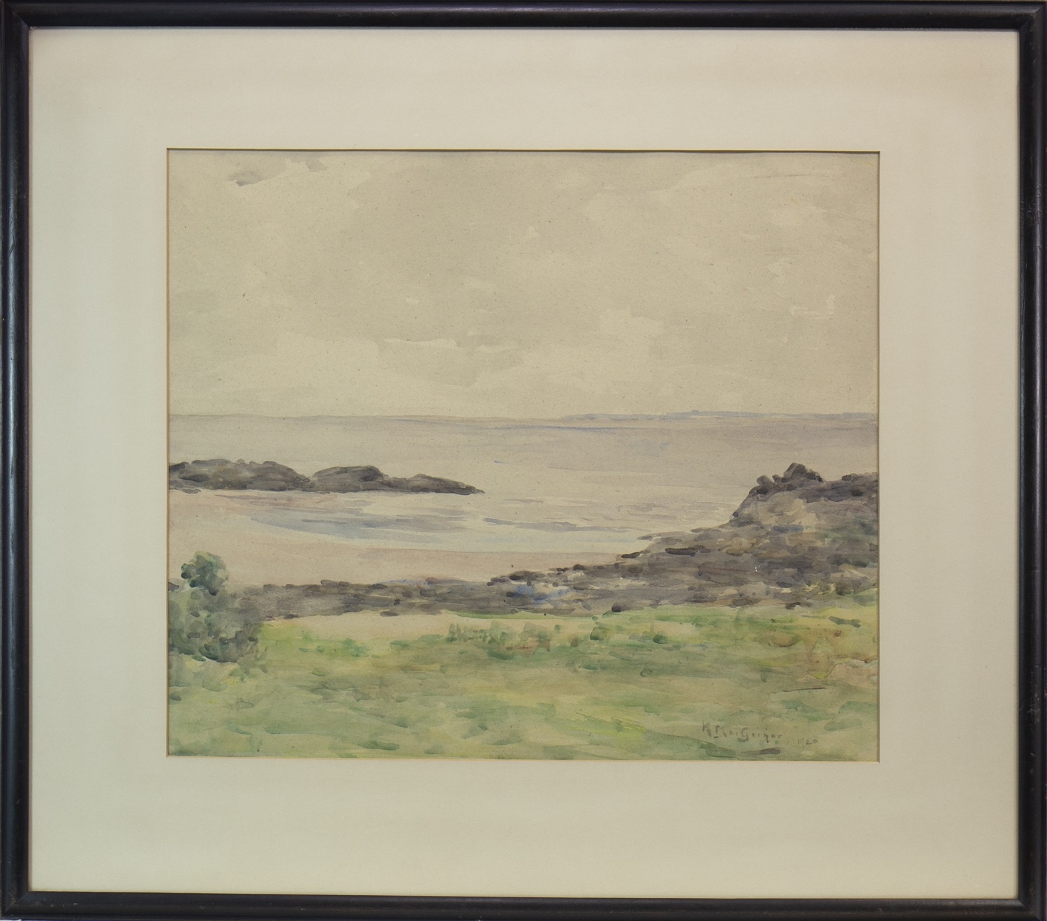 BEACH LANDSCAPE II, A WATERCOLOUR BY HARRY MACGREGOR - Image 2 of 2