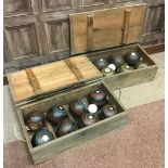 A LOT OF TWO BOXES OF LAWN BOWLS