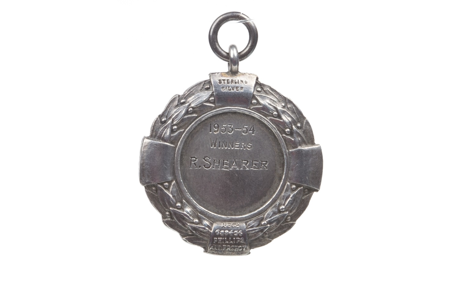 BOBBY SHEARER - HIS R.A.F. FOOTBALL ASSOCIATION ENAMELLED SILVER MEDAL 1953-54 - Image 2 of 2