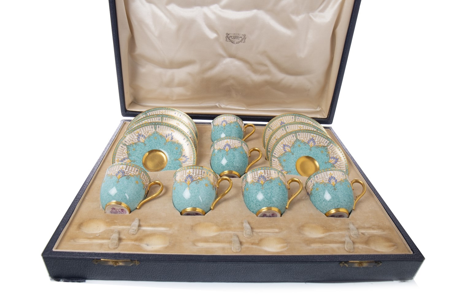 A ROYAL WORCESTER COFFEE SERVICE IN ORIGINAL FITTED CASE