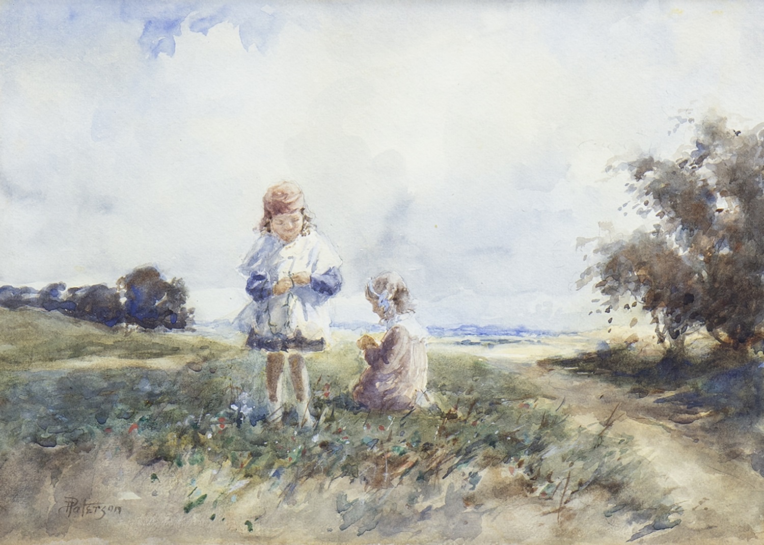 A SUMMER'S DAY, A WATERCOLOUR BY TOM PATERSON