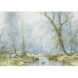 STORMY SPRINGTIME, A WATERCOLOUR BY TOM CAMPBELL