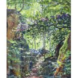 RHODODENDRONS, DUKE'S QUARRY, A MIXED MEDIA BY MARK PRESTON