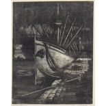 GLASGOW DOCKS, A WOOD ENGRAVING BY ANNABEL A KIDSTON