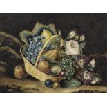 STILL LIFE WITH FRUIT IN BASKET, A WATERCOLOUR