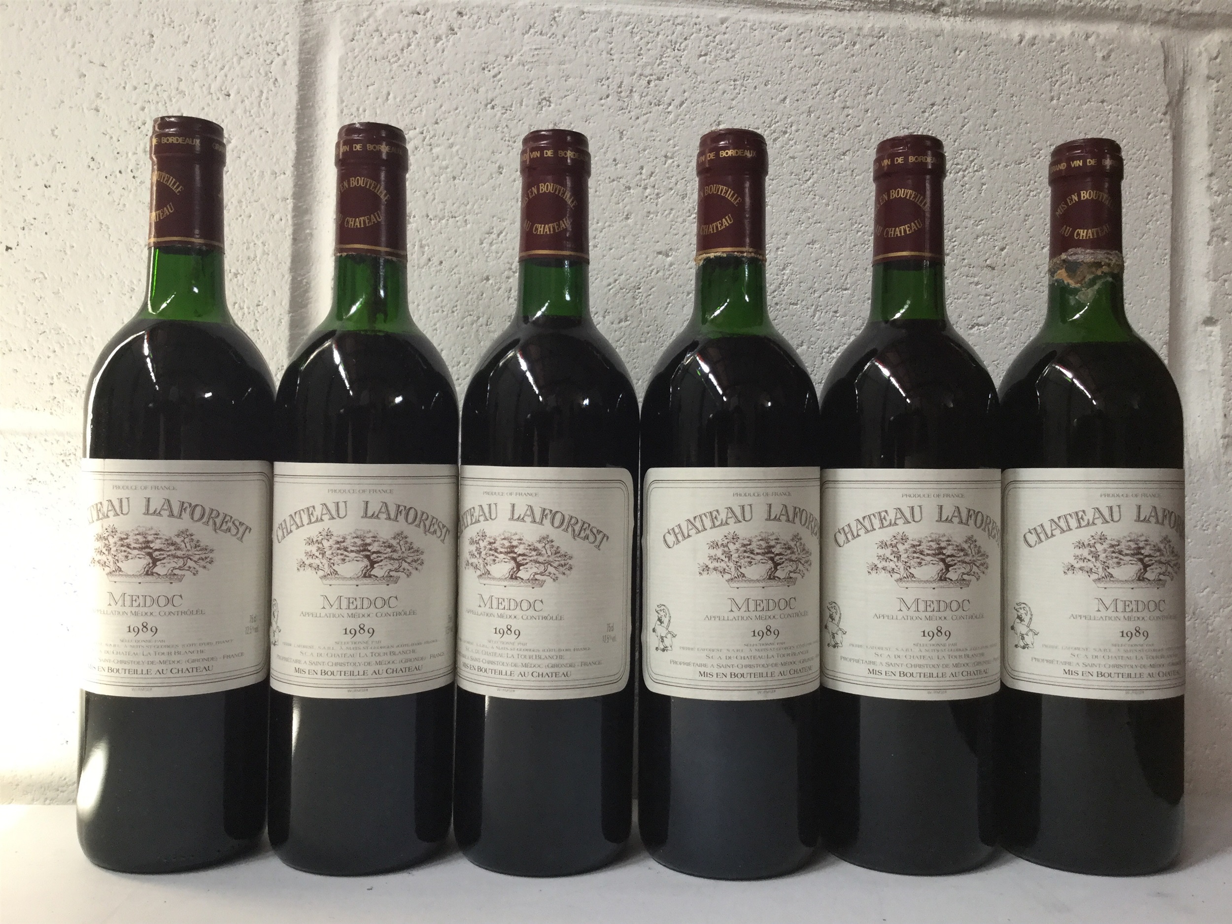 SIX BOTTLES OF CHATEAU LAFOREST 1989