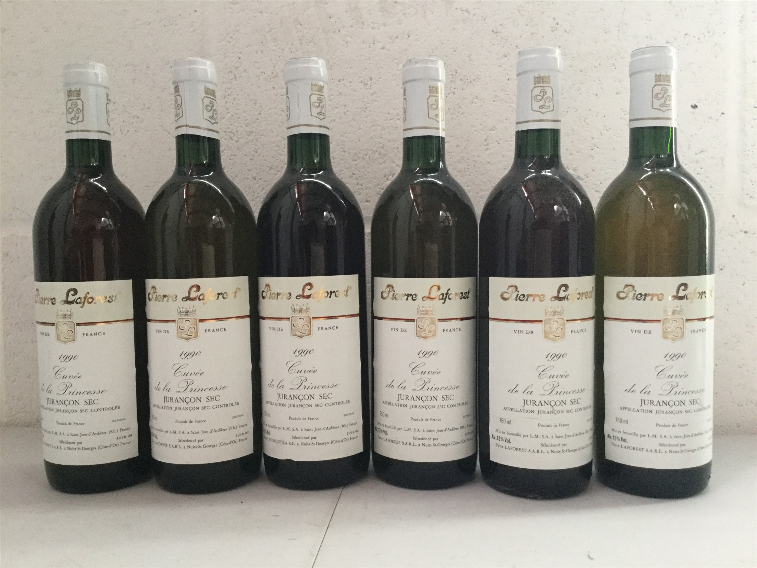 SIX BOTTLES OF PIERRE LAFORST 1990 JURANCON SEC