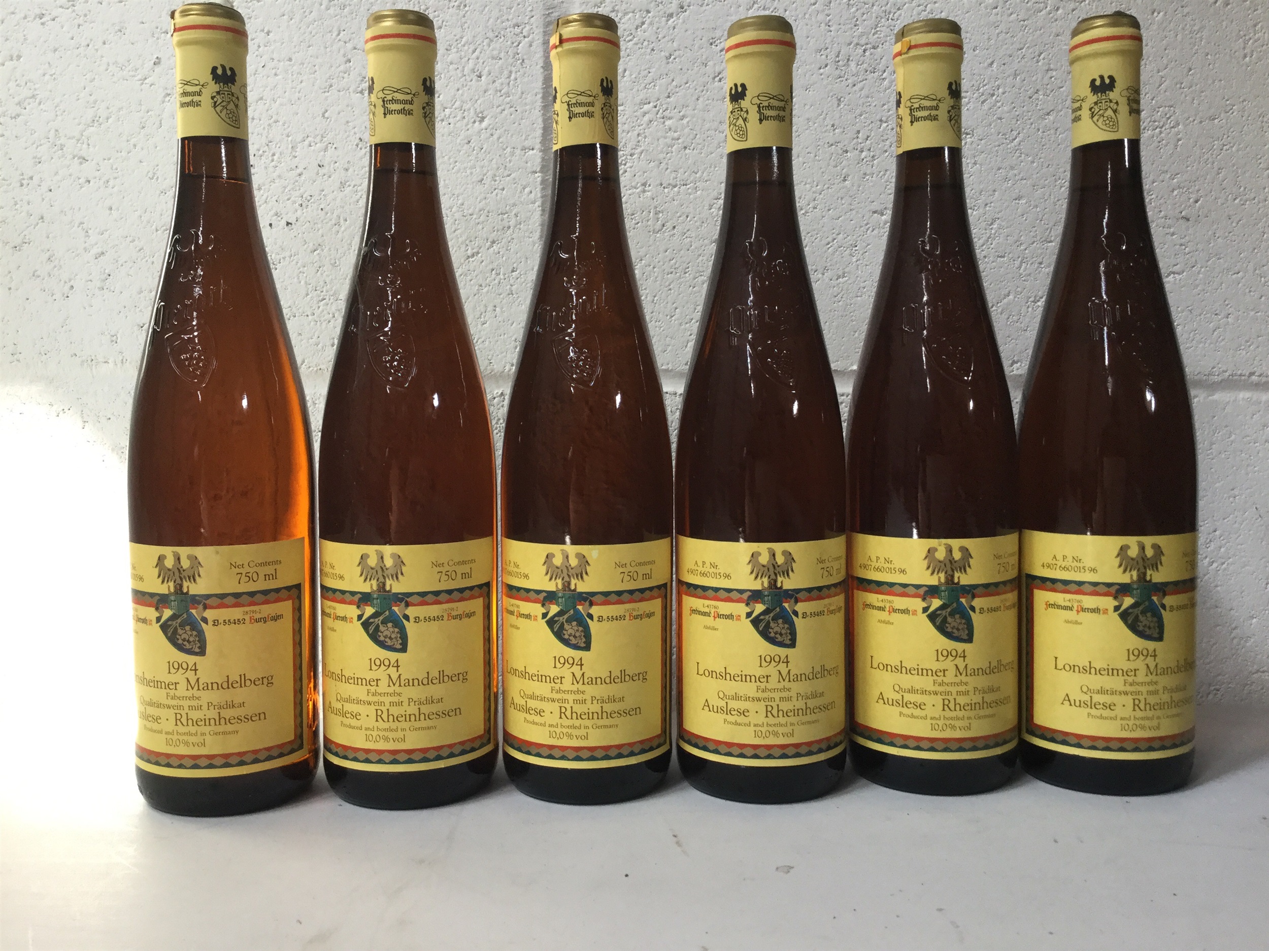 SIX BOTTLES OF LONSHIEMER MANDELBERG 1994 AUSLESE