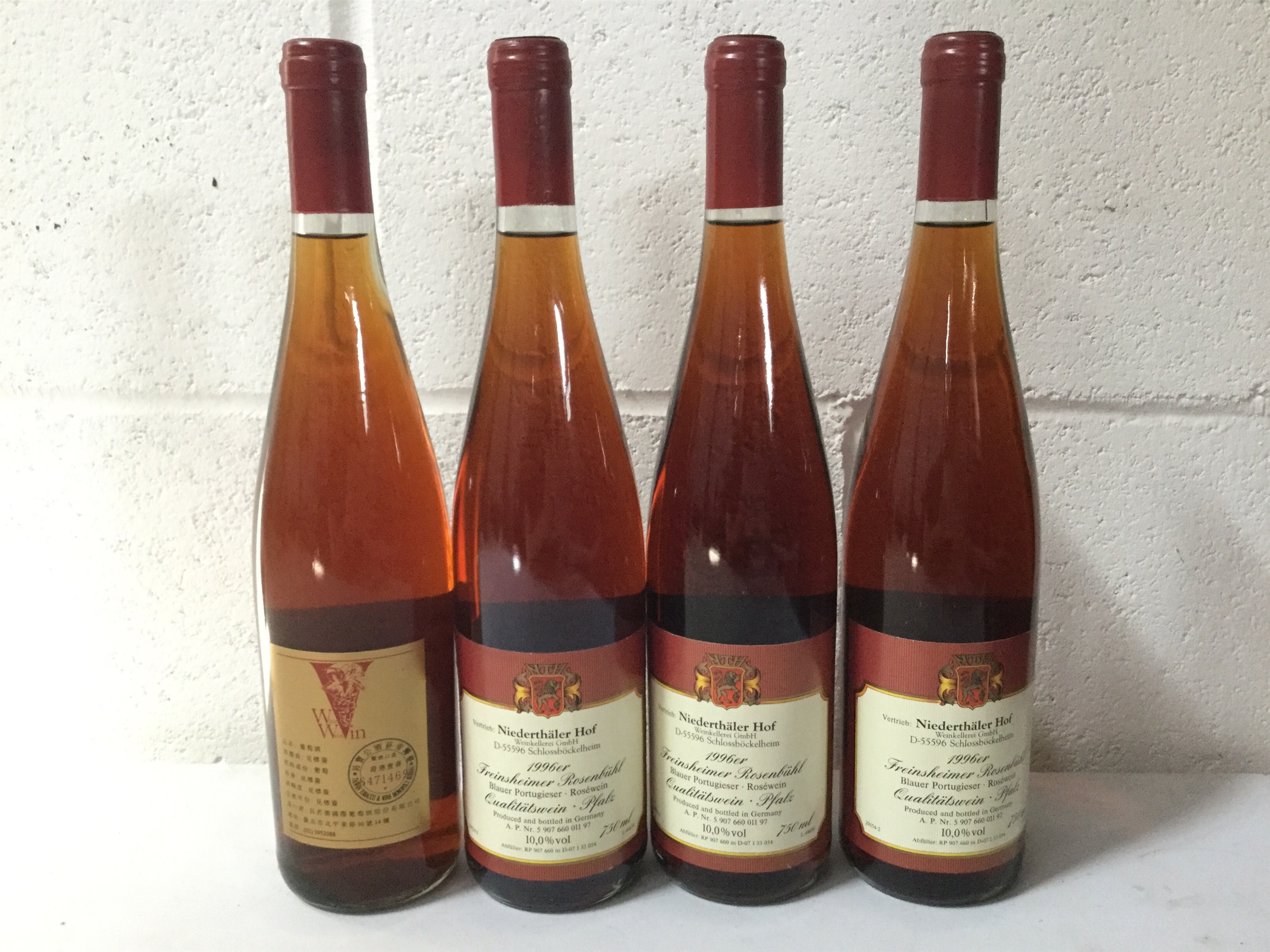 FOUR BOTTLES OF NIDERHALER HOF 1996 BLAUER PORTUGIESER ROSEWEIN