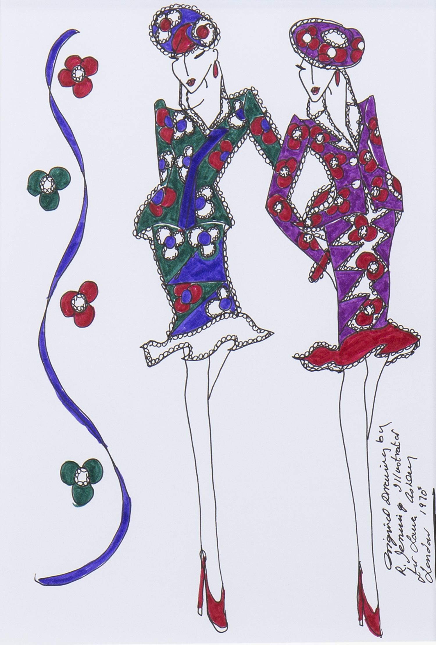 ORIGINAL ILLUSTRATION OF DESIGNS FOR LAURA ASHLEY, BY ROZ JENNINGS - Image 2 of 2