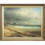 COASTAL SCENE, AN OIL BY ALFRED ALLAN