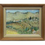 TUSCAN LANDSCAPE, NEBBIANA, AN OIL BY CARLO ROSSI