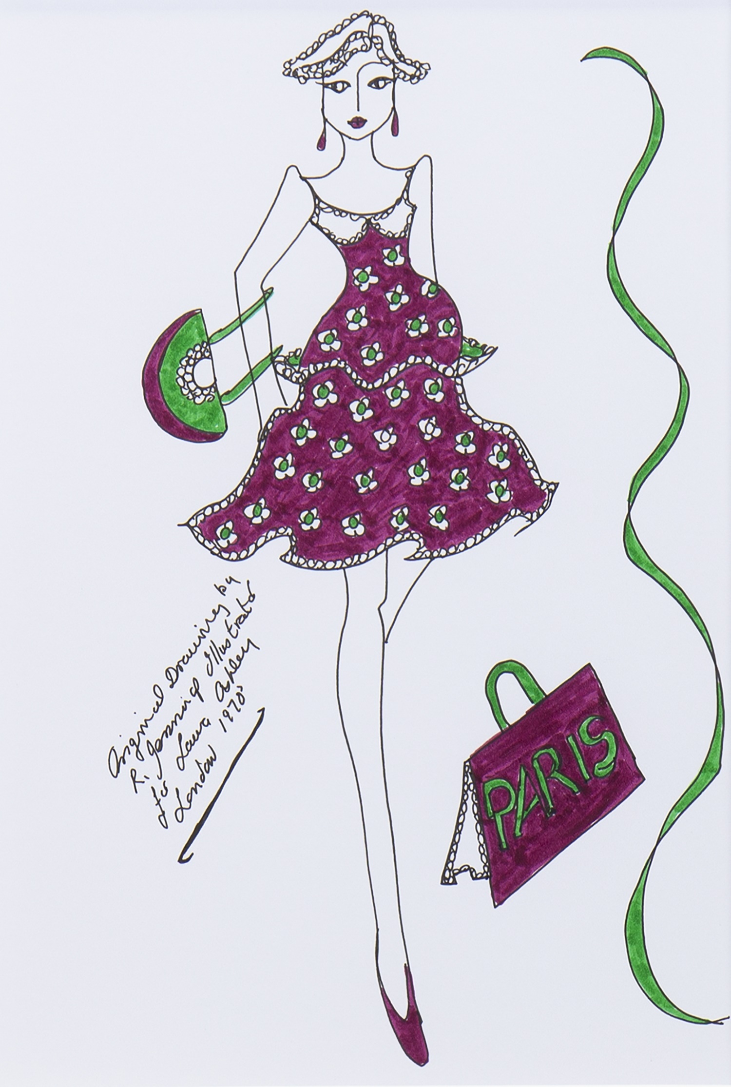 ORIGINAL ILLUSTRATION OF DESIGNS FOR LAURA ASHLEY, BY ROZ JENNINGS - Image 2 of 2