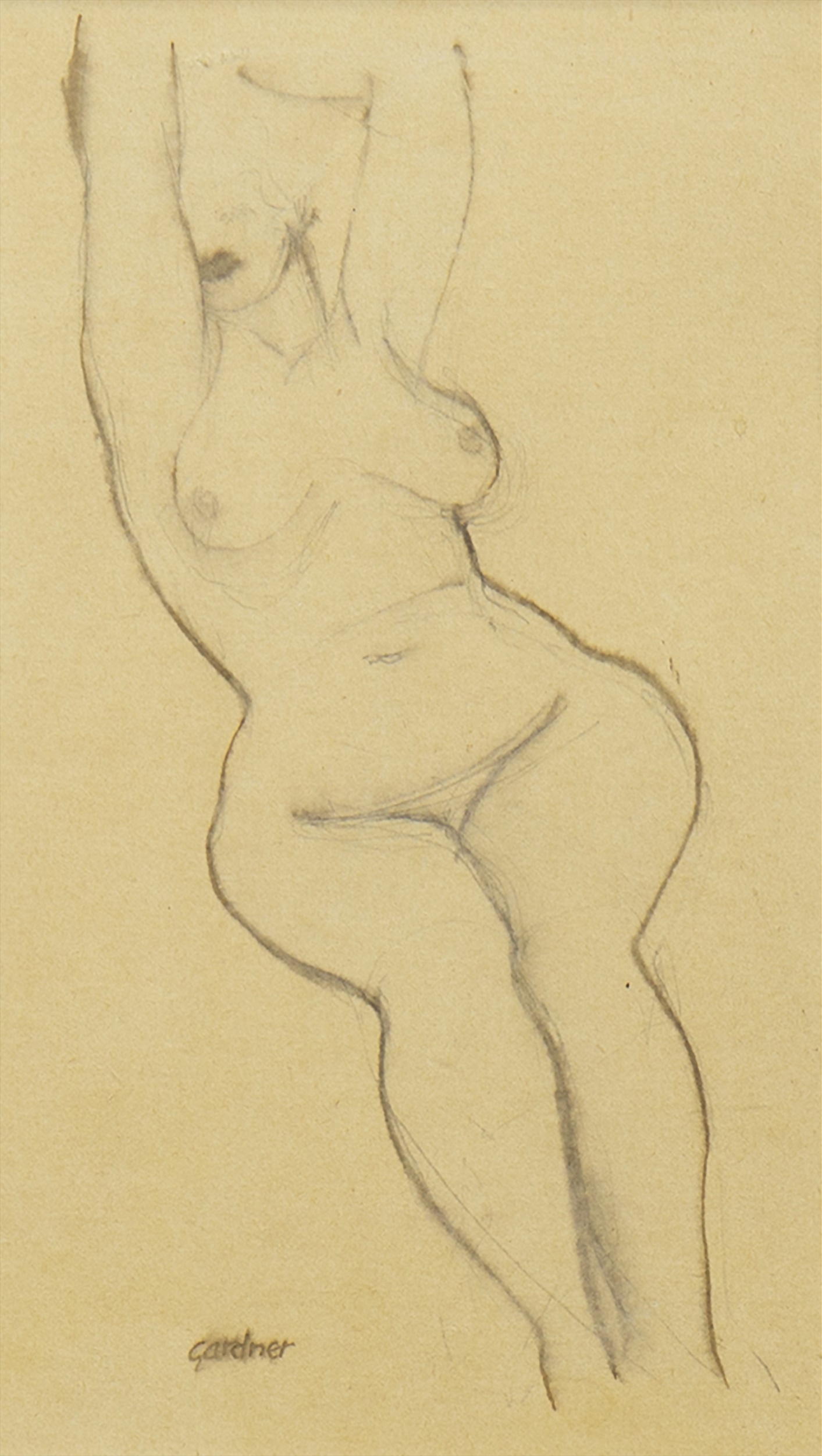 NUDE STUDY, A PENCIL SKETCH BY SANDIE GARDNER - Image 2 of 2