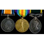 WORLD WAR ONE, GROUP OF THREE BRITISH WAR MEDAL, VICTORY MEDAL AND EFFICIENCY MEDAL, GVIR,