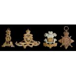 WORLD WAR ONE, 1914-15 STAR, 19417 PTE D JENKINS WELSH R AND THREE CAP BADGES