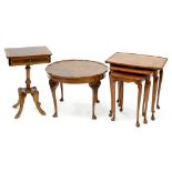 MISCELLANEOUS FURNITURE, INCLUDING A WALNUT COFFEE TABLE, NEST OF TABLES AND WORK TABLE