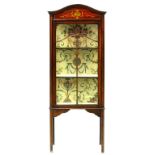 AN INLAID MAHOGANY CHINA CABINET, EARLY 20TH C, 157CM H; 59 X 29CM