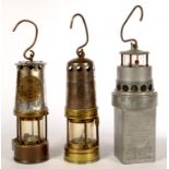 THREE MINER'S SAFETY LAMPS, DIFFERENT TYPES