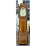 A VICTORIAN INLAID MAHOGANY EIGHT DAY LONGCASE CLOCK, THE PAINTED DIAL WITH LUNAR WORK, 240CM H