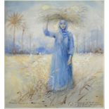 ROBERT MURDOCH-WRIGHT, A MIDDLE EASTERN LADY, SIGNED, WATERCOLOUR, 24 X 26CM