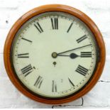 A VICTORIAN MAHOGANY FUSEE WALL TIMEPIECE WITH PAINTED DIAL, 37CM D, LATE 19TH C