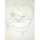 PHILIP BURKE, PETER SKELLEN AT THE PIANO, SIGNED BY THE ARTIST AND NUMBERED 23 OF 400, LITHOGRAPH,