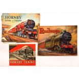 HORNBY TRAIN CATALOGUES. HORNBY TRAINS ELECTRIC AND CLOCKWORK, 1935-6 AND BOOK OF TRAINS, 1937-8,