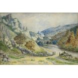 T. WHITBY, DOVEDALE, SIGNED AND DATED 1879, WATERCOLOUR, 33 X 22CM