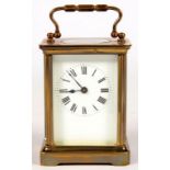 A FRENCH BRASS CARRIAGE TIMEPIECE, IN CORNICHE CASE, 10.5CM H, EARLY 20TH C