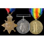 WORLD WAR ONE, GROUP OF THREE 1914-15 STAR, BRITISH WAR MEDAL AND VICTORY MEDAL, 5241 GNR E OWEN R G