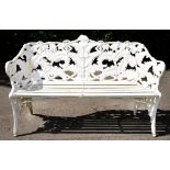 A VICTORIAN CAST IRON FERN AND BLACKBERRY PATTERN GARDEN SEAT, ATTRIBUTED TO THE COALBROOKDALE CO,