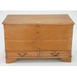 A PINE BLANKET BOX FITTED WITH TWO DRAWERS, EARLY 20TH C, 67CM H; 107 X 56CM