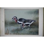 PHILIP RICKMAN, RED BREASTED GEESE, SIGNED AND DATED 1939, WATERCOLOUR ON LIGHT BLUE PAPER, 31 X