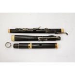 A MONZANI & CO EIGHT KEY FLUTE, AFRICAN BLACKWOOD THREE PIECE BODY, NON ORIGINAL BOX, C1820