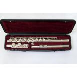 A YAMAHA SILVER PLATED FLUTE YFL 2115, WITH CASE++Good condition