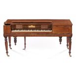 AN ENGLISH MAHOGANY AND ROSEWOOD SQUARE PIANO, JOHN BROADWOOD & SONS, with brass fret, inset and